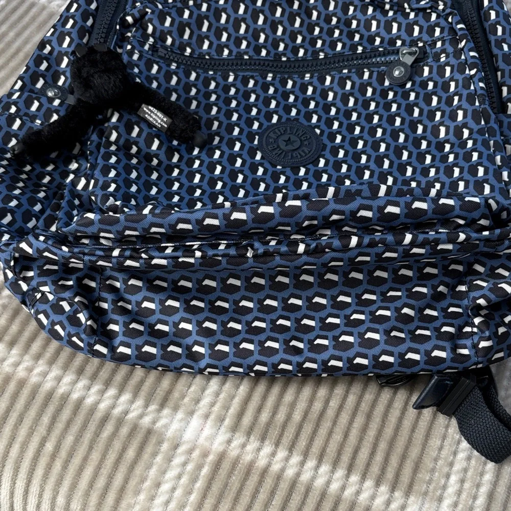 Kipling Blue Patterned Backpack large - Picture 3 of 7